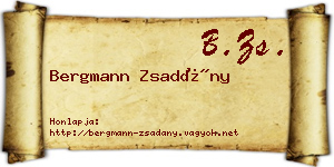Bergmann Zsadány névjegykártya